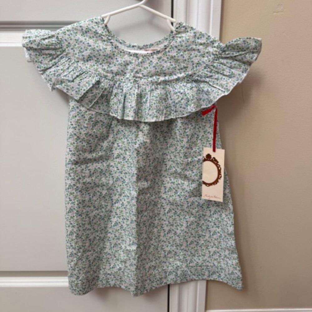 Ruby & Bloom White-Blue Tropic Ditsy Dress (Size 3)